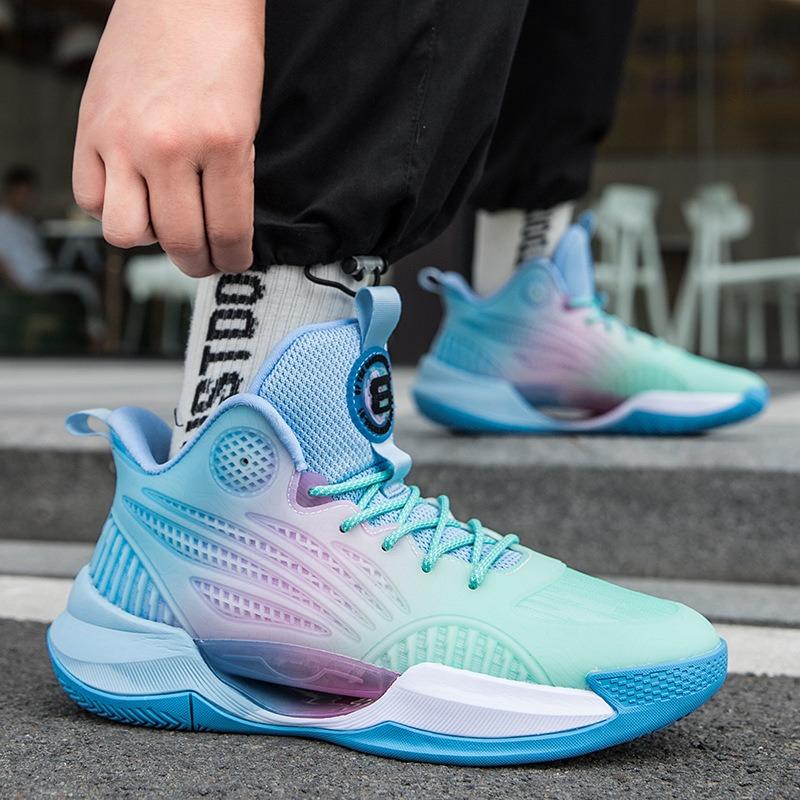 Basketball shoes men's summer breathable high-top shoes shock-absorbing luminous wear-resistant sneakers men's
