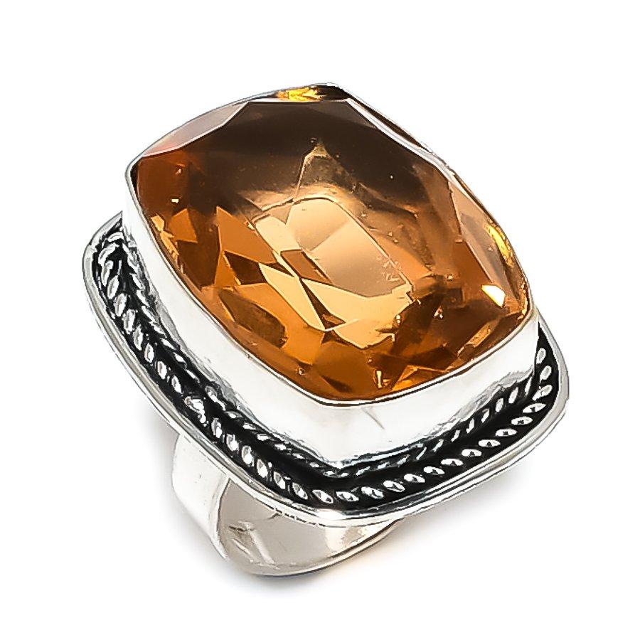 Natural Morganite Gemstone Handmade 925 Sterling Silver Jewelry Ring Size 8 ETC-14115