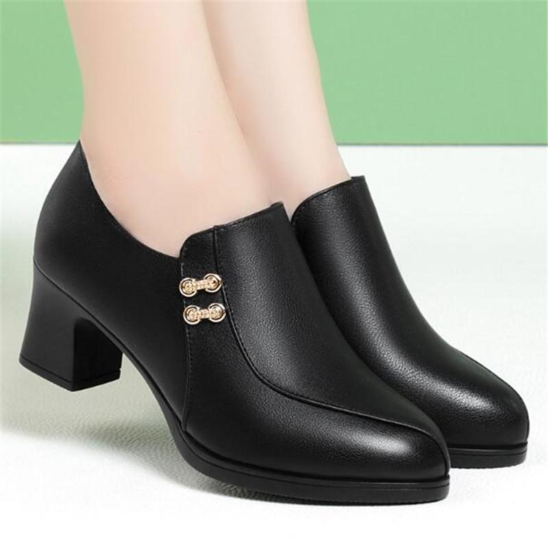 

Модная обувь на толстом каблуке, туфли-лодочки с глубоким вырезом, женская обувь, новая, из натуральной кожи, женская офисная обувь для вечеринок 39