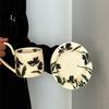 Mittelalterliche Iris Keramik Kaffeetasse Untertasse Latte Latte Tasse Nachmittagsteetasse Retro Tasse Geschenkbox