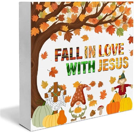 Fall Decor, Fall Kitchen Wooden Sign Decor Desk Sign Pumpkin Spice Wooden Block Sign Rustic Home Shelf Wall Decoration