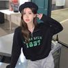 Women's Petite Half-Zip Polo Collar Sweatshirt - American Retro Style for Spring and Autumn