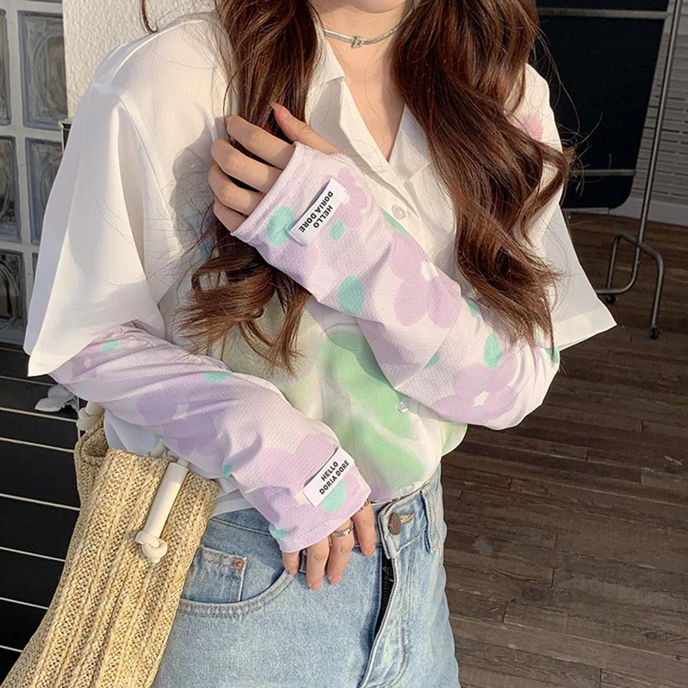 

Квітковий принт Крижаний шовк Прохолодний муф Захист від сонця Нарукавники Дівчата Жінки Налокітник Для вулиці Велоспорт Водіння Захист від УФ-променів Рукавички One Size фіолетовий