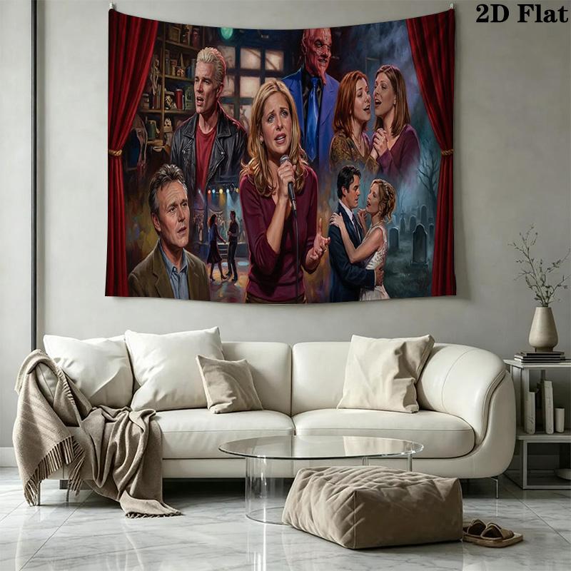 Buffy Der Vampirjäger Wandteppich Ästhetischer Wandbehang Bedruckte Stoffdecke Dekorative Wandteppiche für Schlafzimmer Wohnzimmer Heimdekoration