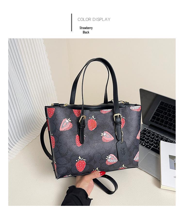 2025 Damen Retro Kirschdruck Tragetasche: Schulter- und Umhängetasche mit großem Fassungsvermögen