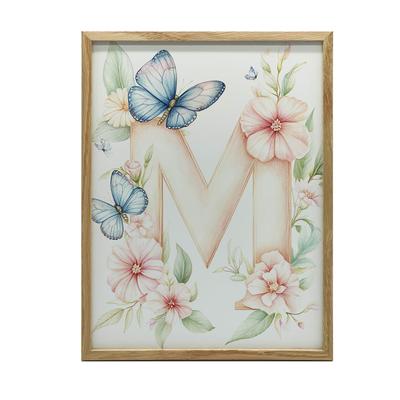 Poster Letter M In Flowers Poster Letter M In Flowers, 30X40 Cm, Dark Brown Wooden Frame, 230 Gsm Matte Paper