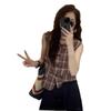 Women's 2025 Chic French Plaid Sleeveless Blouse