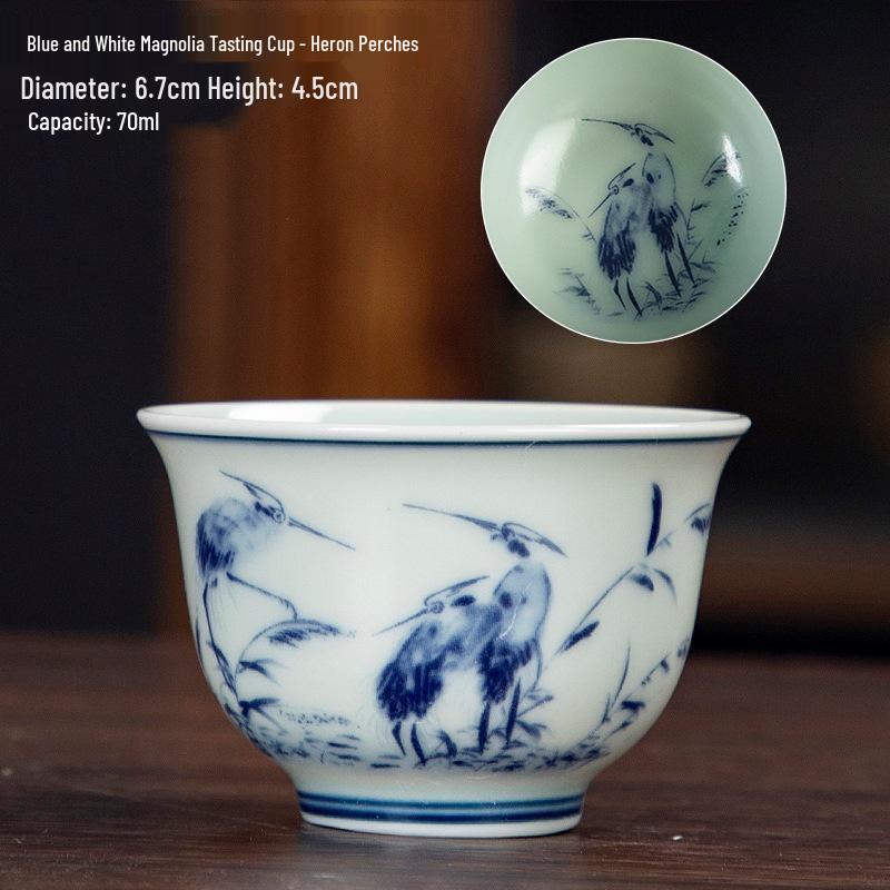 Dehua Ceramics Retro Blue & White Kung Fu Tea Cup - Exquisite Small Scent Tasting Cup for Guests