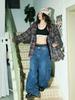 American Retro Street Style Wide Legged Dropped Crotch Distressed Curved Blade Design Jeans Loose Fit Trousers Casual Fashionable Pants