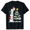 T-shirts de Noël Rigolos Bonhomme de Neige Arbre Fêtes Famille Homme Mode Imprimé T-shirt Ample Oversize Streetwear Hip Hop T-shirt Unisexe