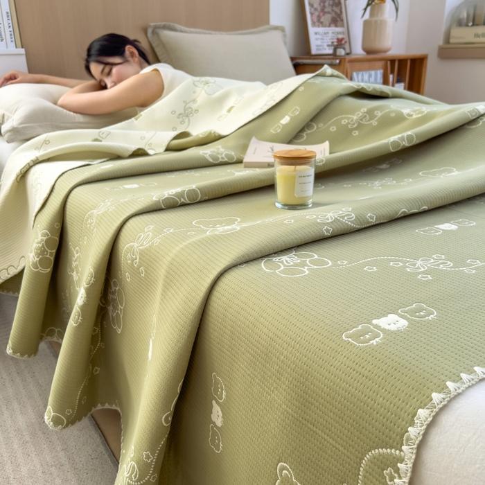 Cotton jacquard three-layer yarn wool towel quilt pure cotton lunch break blanket sofa cover blanket shawl blanket