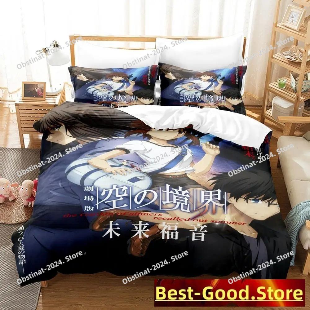 Kara No Kyoukai Bettwäsche-Set Cartoon Anime Dreiteiliges Set Erwachsene Kind Schlafzimmer Bettbezug-Sets 3D Kawaii Doppelbett