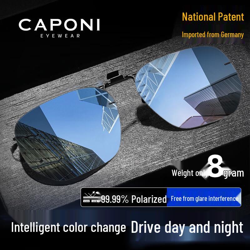 CAPONI Ultralight Polarized Photochromic Clip-on Myopia Sunglasses