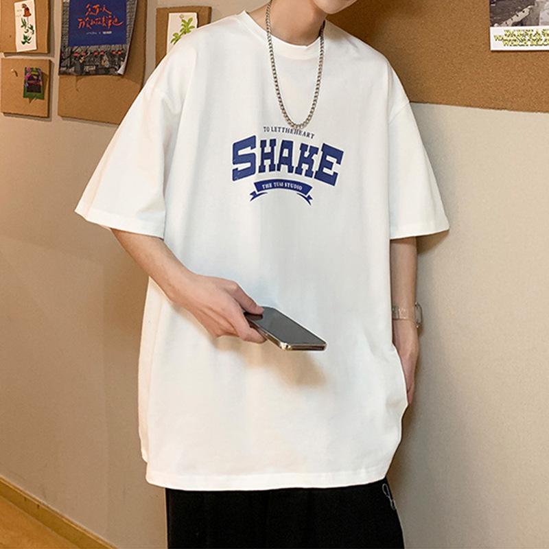 

Мужская футболка с коротким рукавом с принтом для лета - Свободный крой, Круглый вырез, Модный дизайн L