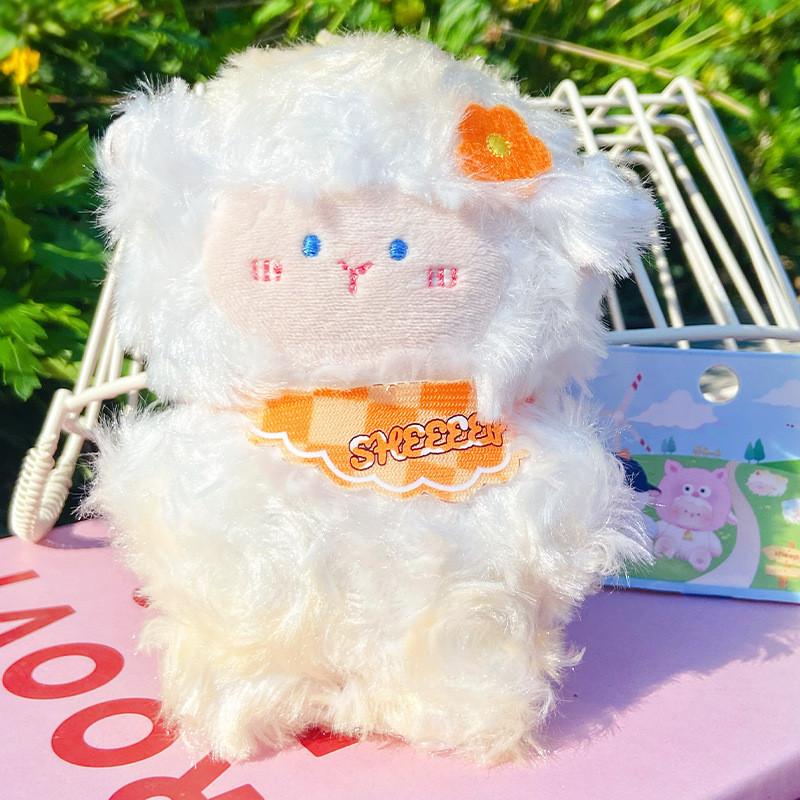 Colorful Jinnew Sheep Plush Keychain Orange And White Blue And White Gift Idea