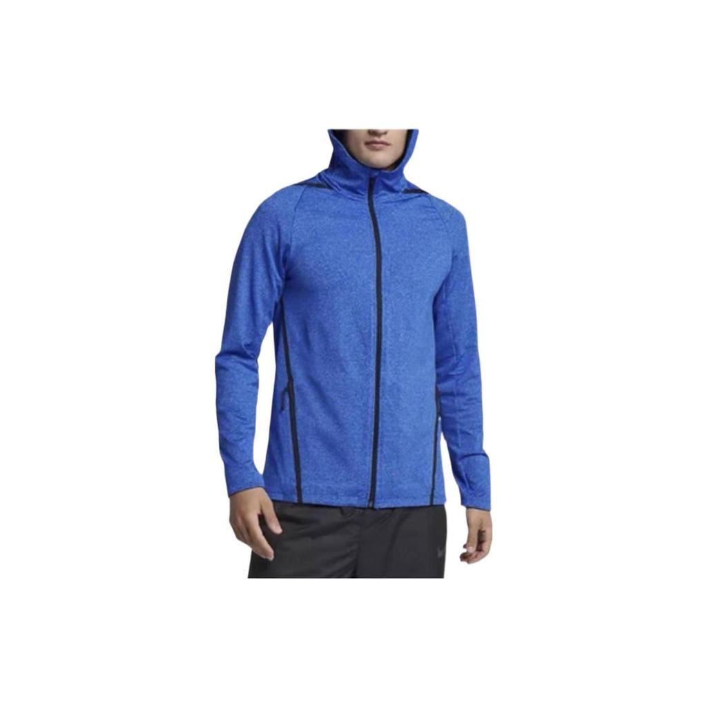 Nike Solid Color Hooded Zip-Up Jacket With Logo Print Men Outerwear Blue 928031-439