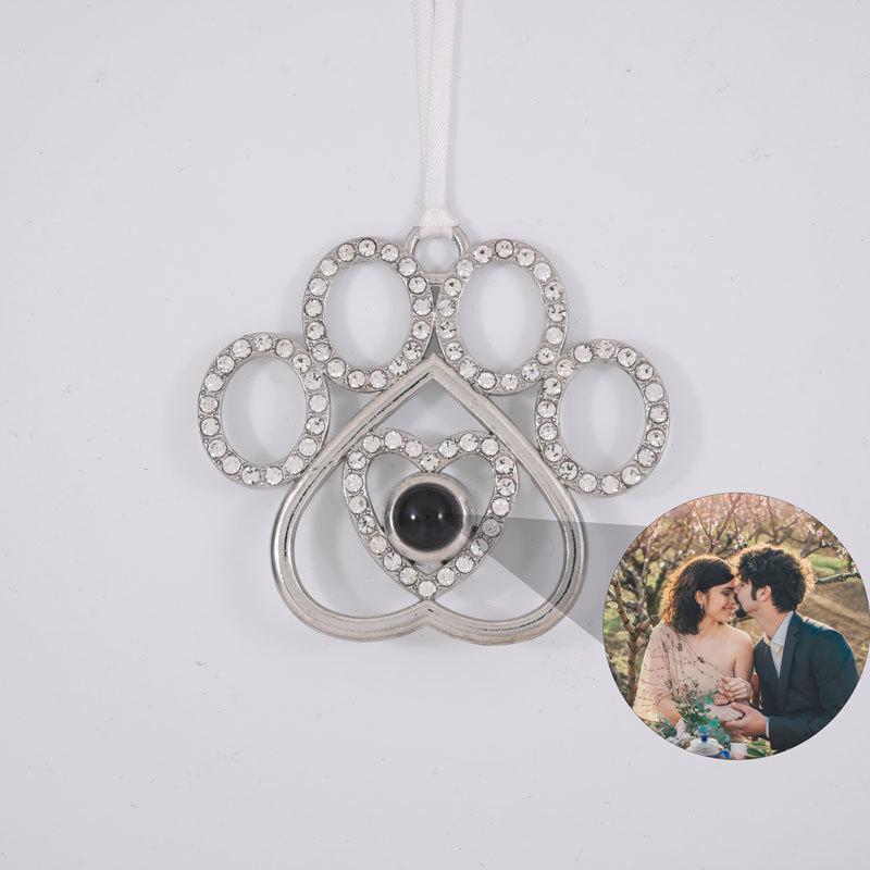 Custom Engraved Pet Memorial Cross & Paw Pendant - Christmas Ornament