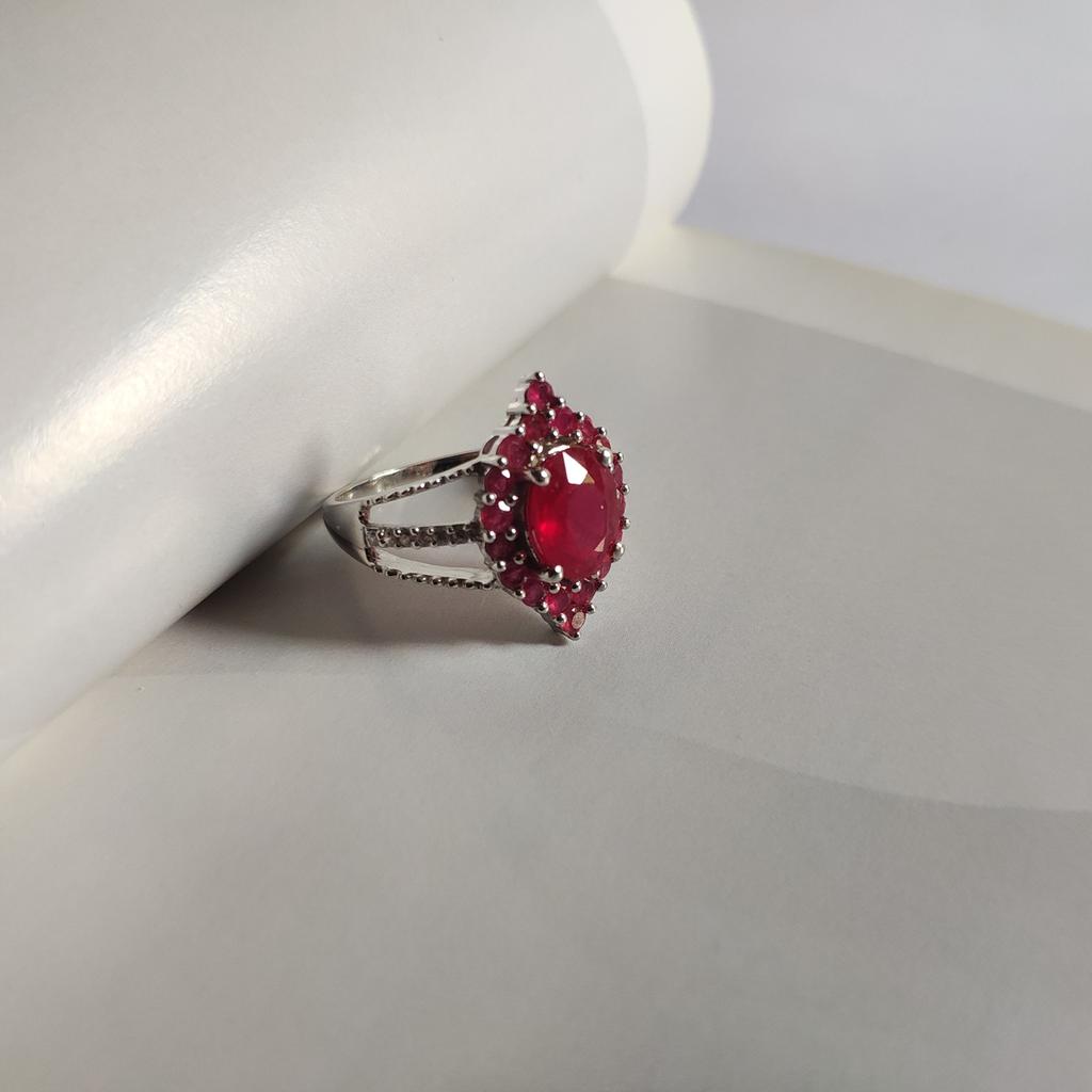 Silberring mit natürlichem Rubin 3.437ct (2127543)
