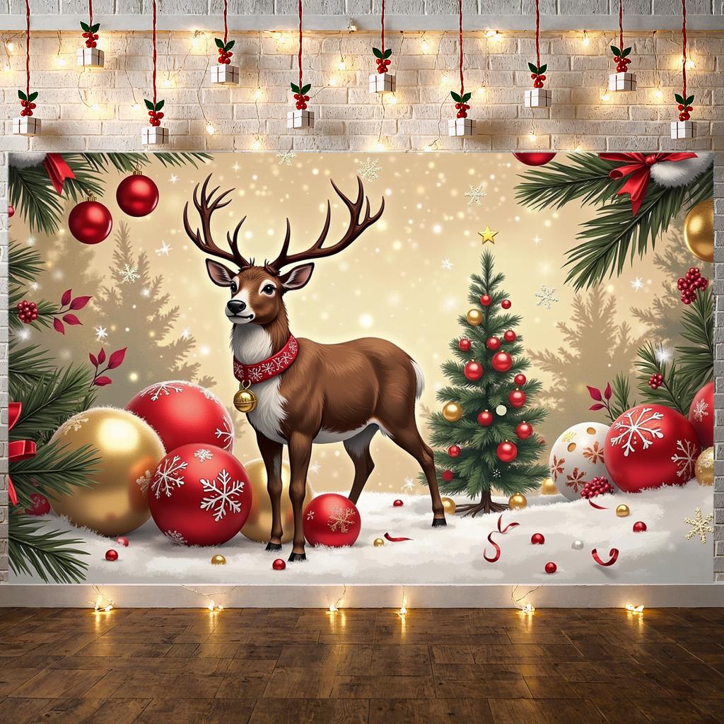 Christmas Ornament Red Ornaments Christmas Banner Reindeer Banner Reindeer Design Christmas Decor For Festive Display New Year