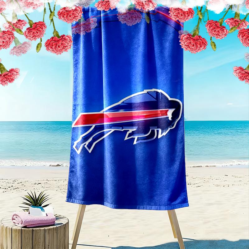 Buffalo Bills Print Beach Towel, Large Soft Quick Dry Towel for Beach Camping Swimming