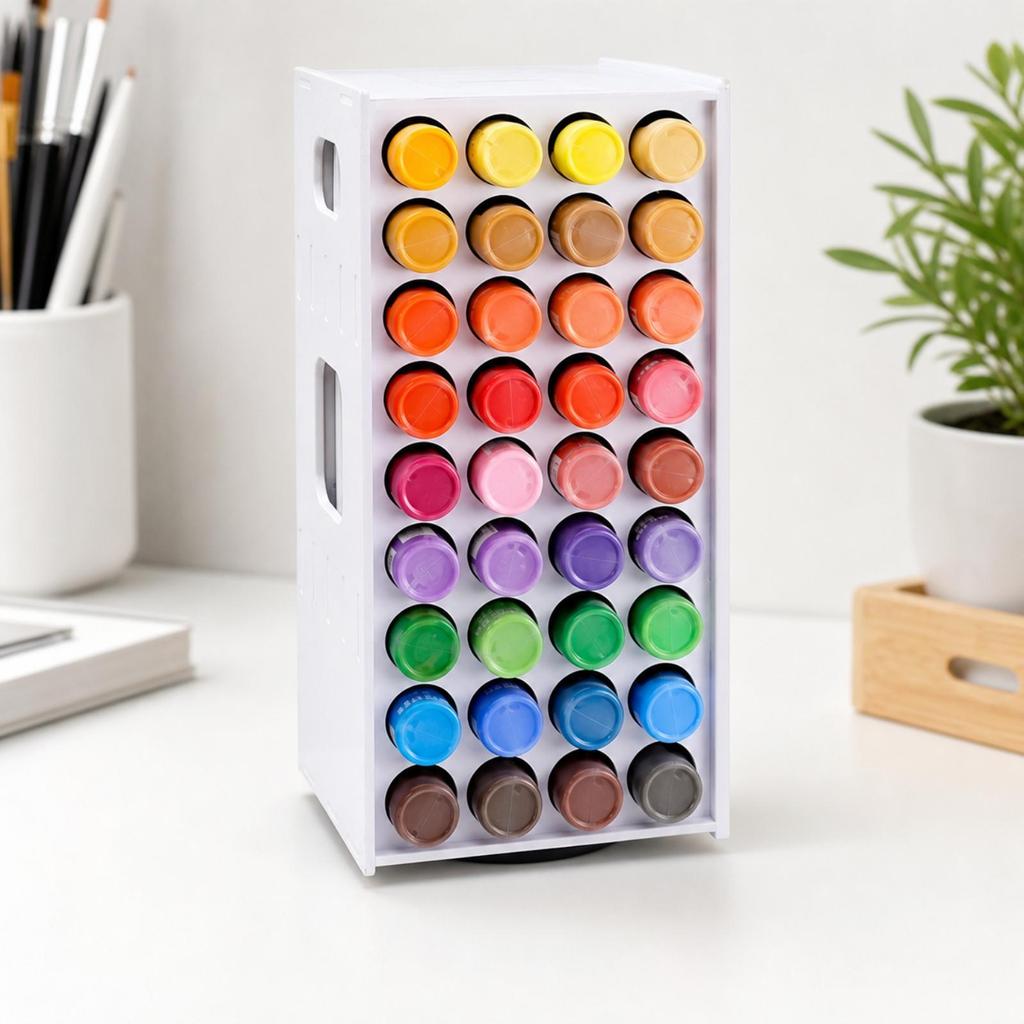 Paint Storage Rack with 72 Compartments Space-Saving for Desk, Artists