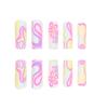 Long Press-On Nails With Multicolor Line Floral Doodle Design Ins Style Wearable Nail Tips