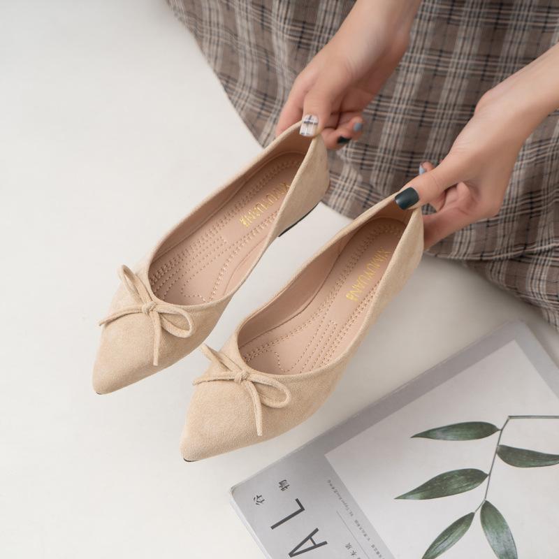 Mode Elegant Schleife Leopardenmuster Ballerinas Frau Übergröße 40-43 Sneaker Schuhe Damen Slipper spitze Zehen Flock Mokassins