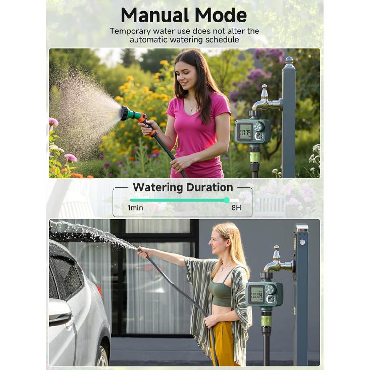 Sprinkler Timer, Programmable Hose Timer with Rain Delay, Manual and Automatic Watering System, Water Timers for Garden Hose, Waterproof Digital