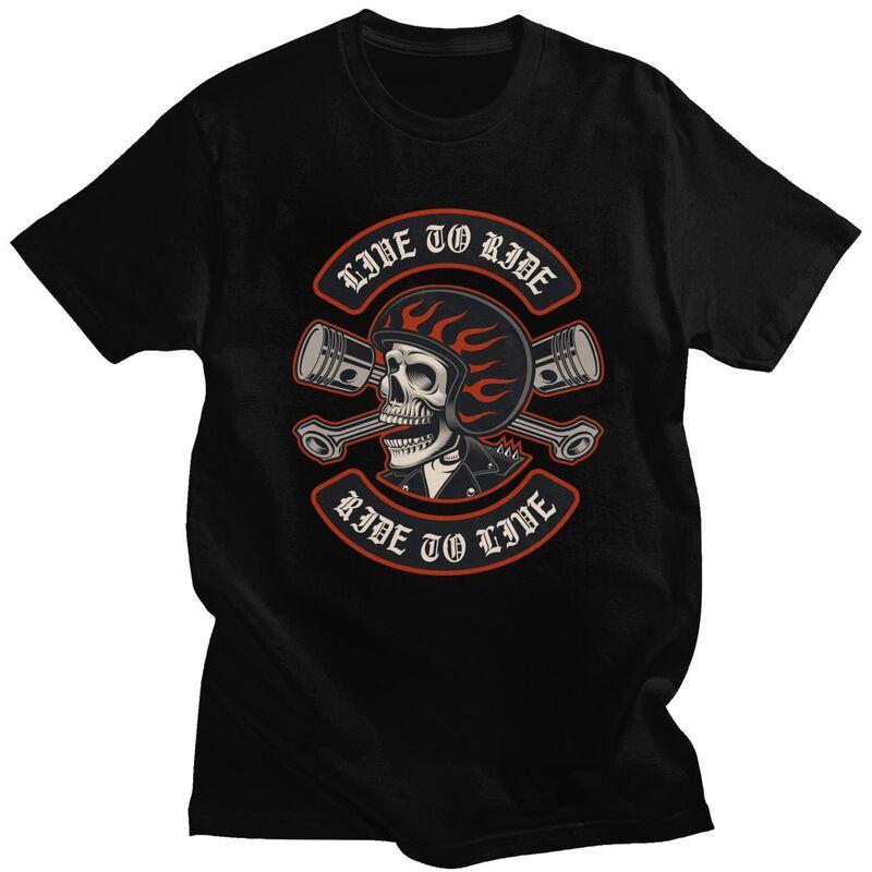 

Custom Rockabilly Rock Biker Motorcycle Skull T Shirts for Men Pure Cotton Tees Tshirt Short-Sleeve Fashion T-shirt Clothing ... S разноцветный