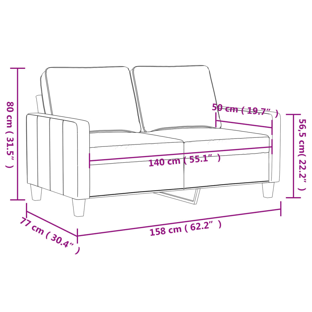 2 Seater Sofa Cream 140 cm Faux Leather