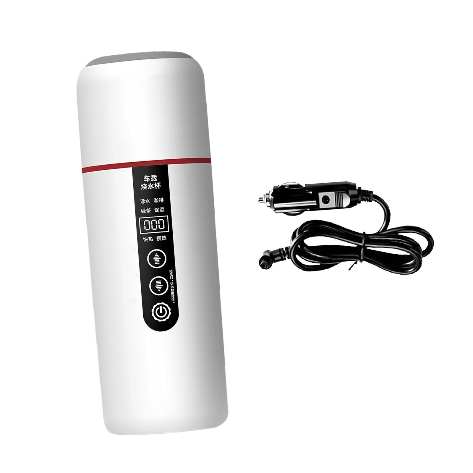

Travel Electric Kettle Warmer Travel Coffee Mug for Family Cars Outdoor Work белый