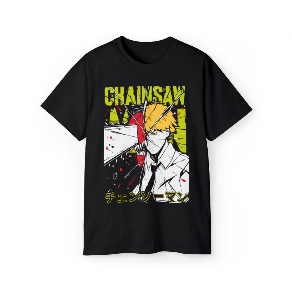 Chainsaw Unisex Tshirt Chainsaw Unisex Anime Csm Denji Power Black Shirt All Size M
