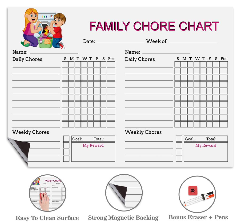 Inkdotpot Magnetic  Whiteboard Family Chore Chart Chore  Chart For  Refrigerator  - Dry Erase Behavior Chart For Kids