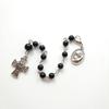 Classic Black Rosary Cross Bracelet Elegant Vintage Black Bead Bracelet Cross Pendant Hand Decorations Bracelets