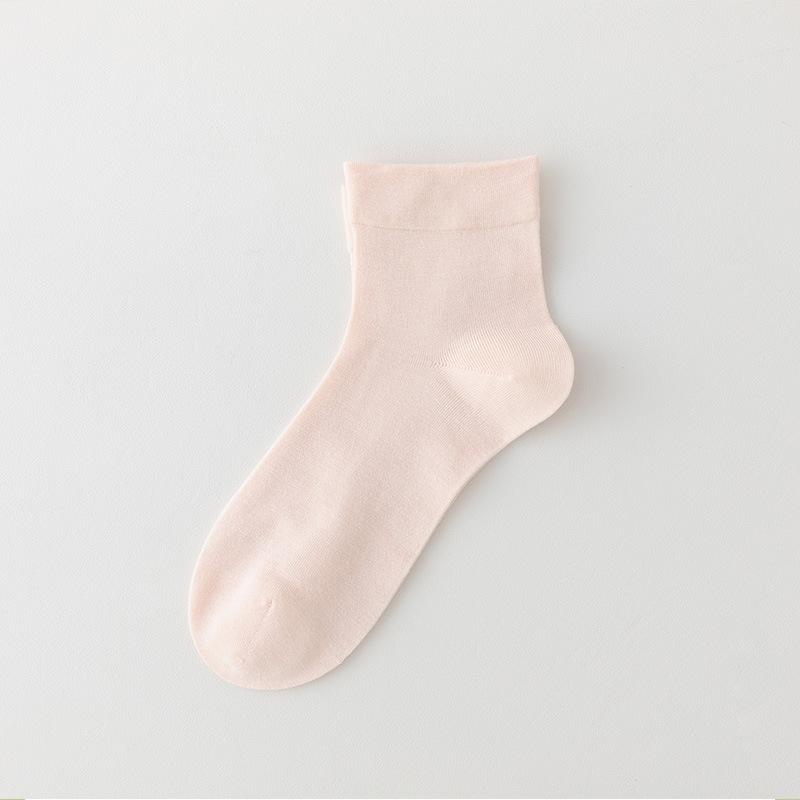 Female Summer Thin Pure Color Breathable Leisure All Match Short Tube Sock