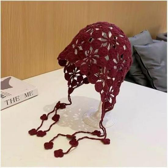 Damen Retro Handgefertigt Japanische Strick Slouchy Mütze