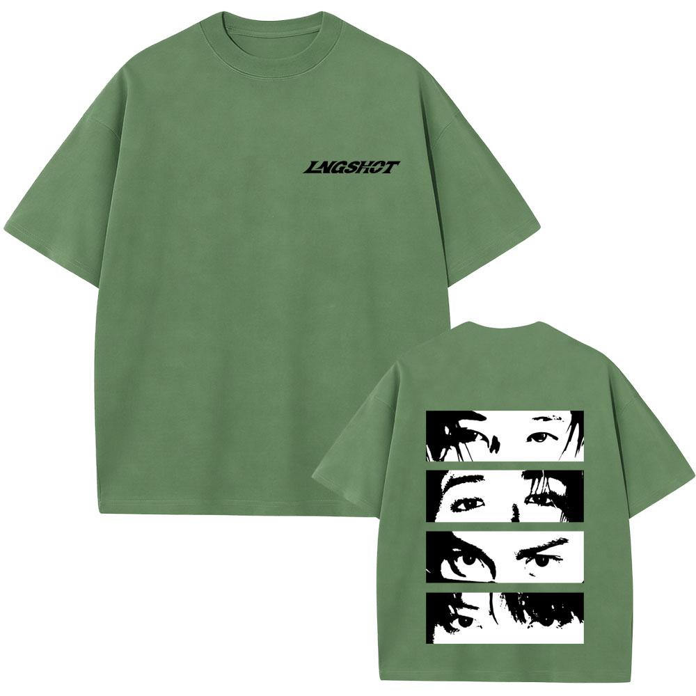 Hot Sale Korean Band Lngshot Eyes Graphic Tshirt Unisex Women Kpop Fashion Trend Streetwear Unisex Casual Oversized T Shirts Tops