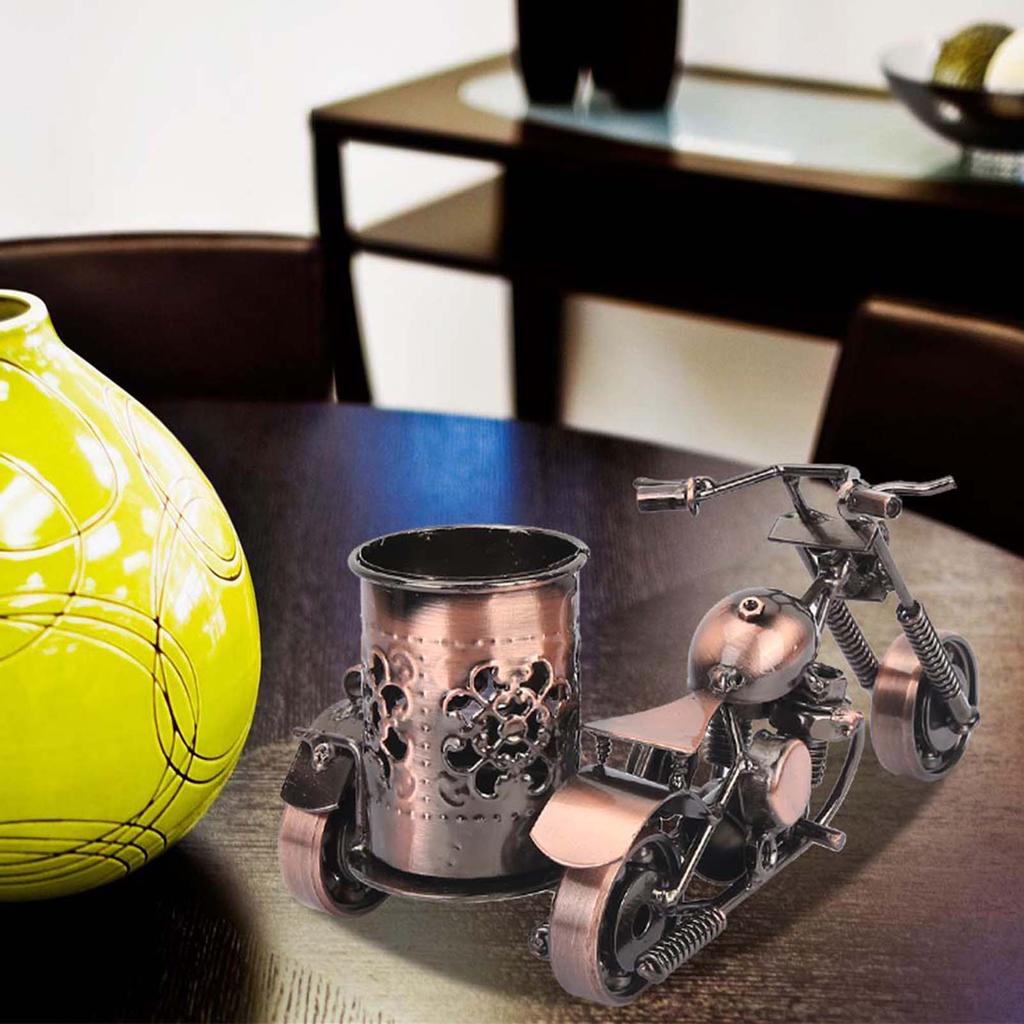 Vintage Motorcycle Model Motorcycle Pen Holder Stand Ornaments Office Home Desktop Decor