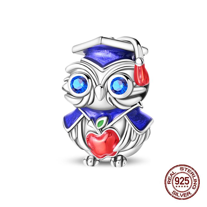 Copper Graduation Season Series Owl Bachelor'S Hat Charms Beads Suitable For 3Mm Original Design Bracelets DIY Style Jewelry