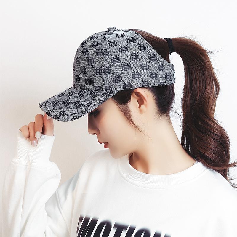 Women's Summer Ponytail Baseball Cap, Fashion Visor Hat with Lettering for Outdoor Sports and Sun Protection