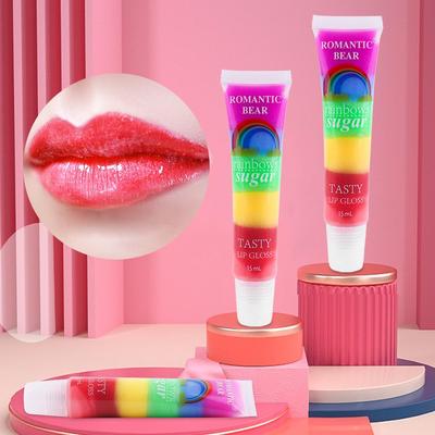 Gloss à Lèvres Gelée Arc-en-Ciel – Lot de 6 Tubes Souples avec Brillance Pailletée et Formule Nourrissante