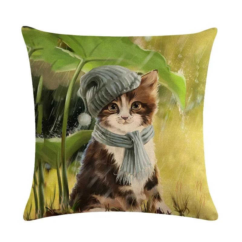 Lovely Animal Dress Up Series Flax Embrace Pillowcase Family Adornment Sofa Car Cushion Cover 45*45Cm
