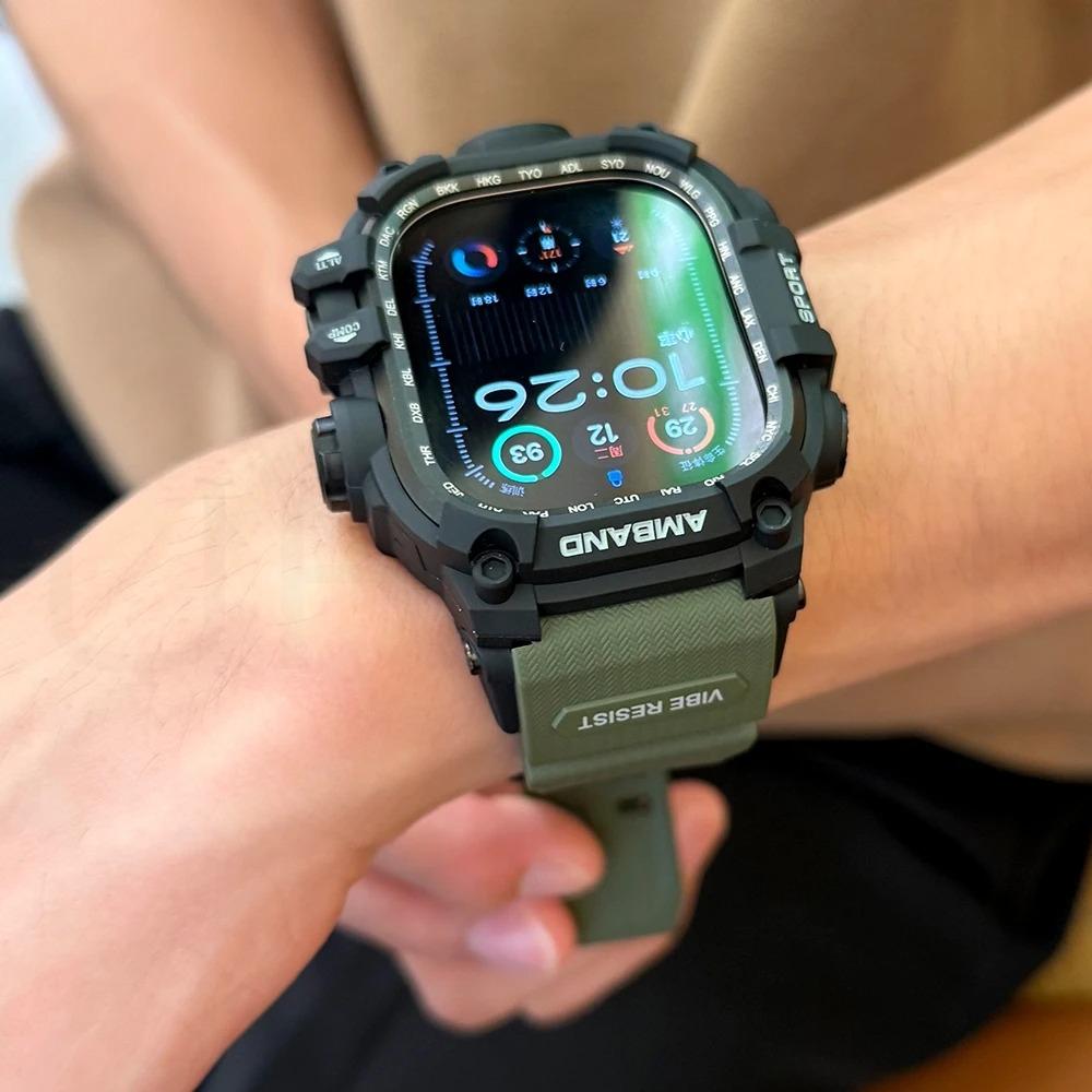 LUJING Σχεδιασμός Κιτ Τροποποίησης Για Apple Watch Σειρά 11 46mm 45mm 44mm Θήκη Ανακατασκευής Λουράκι Σιλικόνης Για iWatch Ultra 3 49mm 10 9 8 7 6 SE 5 4 Βραχιόλι