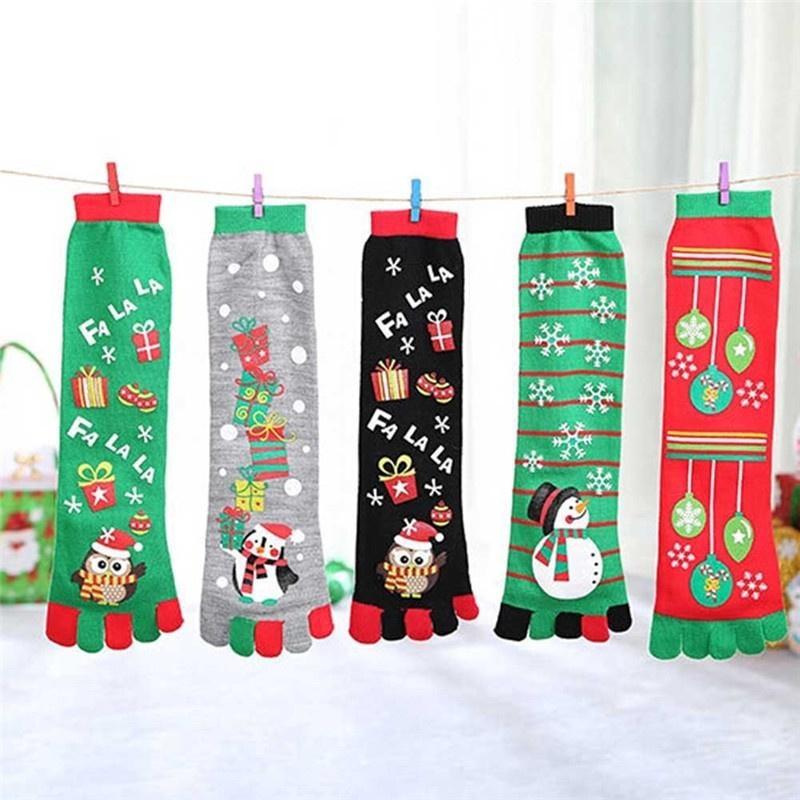 Jesień Zima Dziecięce Bawełniane Świąteczne Czarne Paski Ciepłe Świąteczne Skarpetki Bez Palców