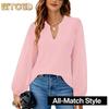 Women's Fashion Casual Long Sleeve V-Neck Blouses & Shirts