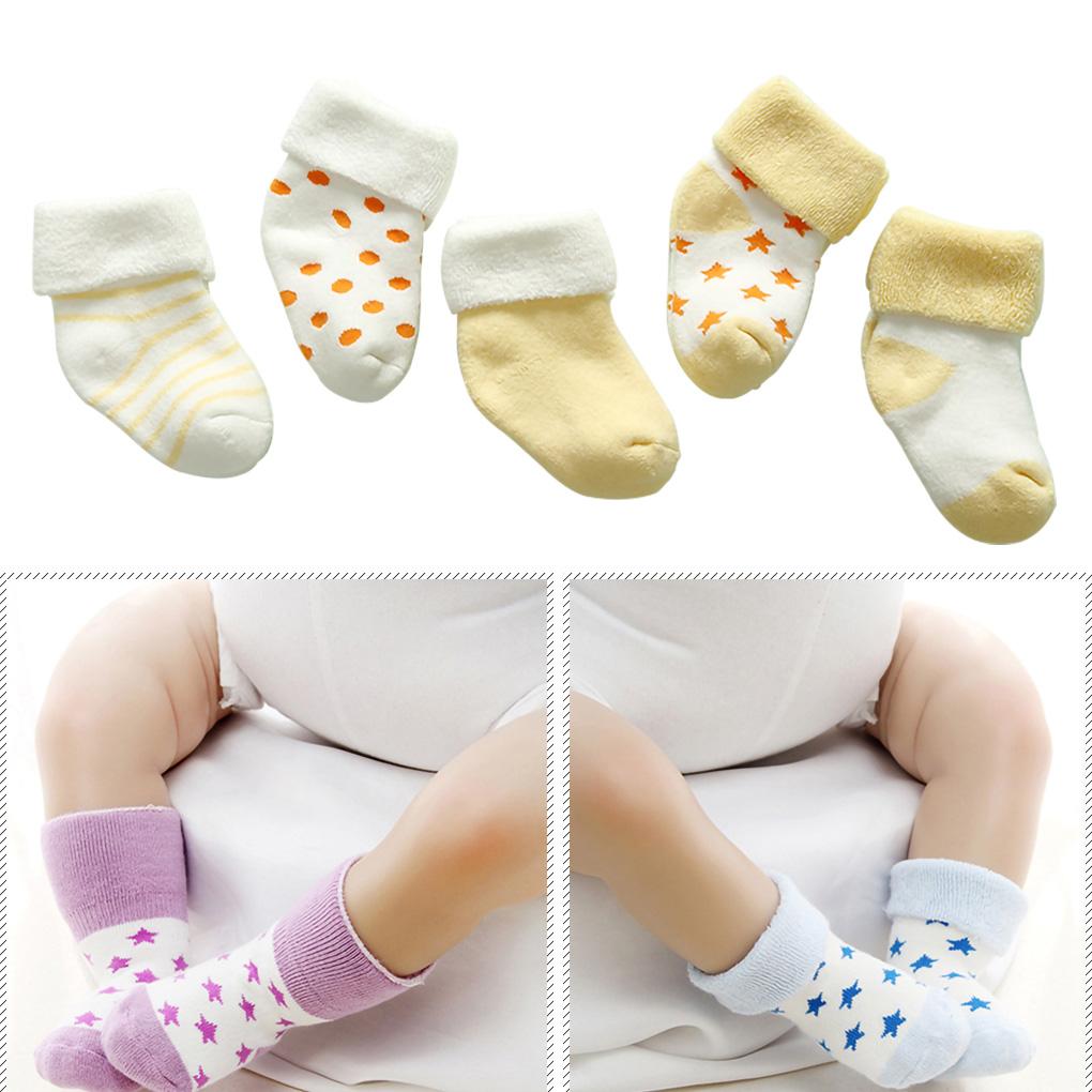 5 Pair Baby Cotton Socks Sets Newborn Socks Thicken Cartoon Comfort Cotton Infant Warm\-keeping Socks with Elastic Opening