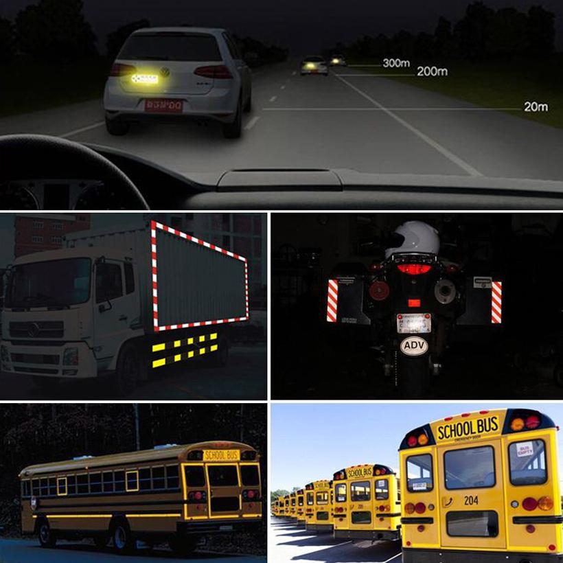 10cm*5m Waterproof Reflective Adhesive Tapes Self-Adhesive Yellow-Red High Visibility Safety Warning Grid Reflectors Car Sticker