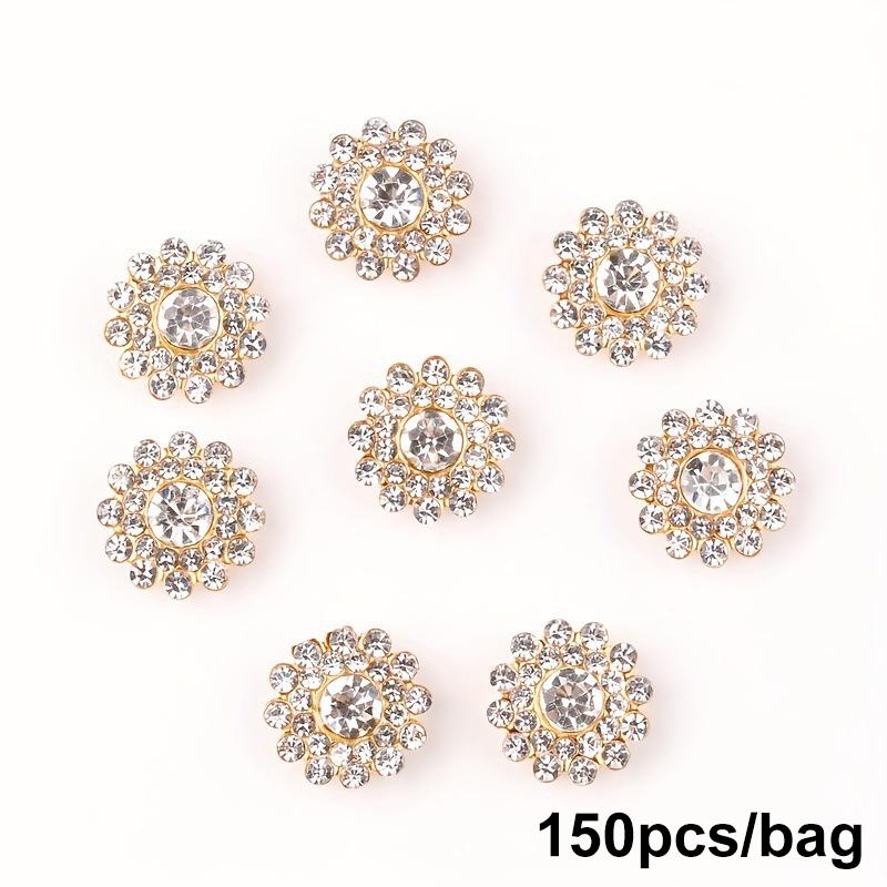 150pcs 3 Colors Sunflower Glass Rhinestone Patch, Sewn-on Appliqué, Gold Base, DIY Bag/bag/flower Button Clothing Maker