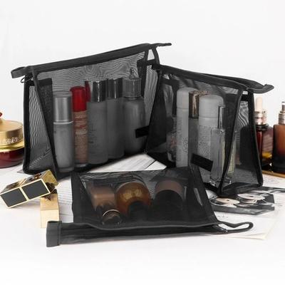 Casual Mesh Makeup Bag Zipper Large Capacity Transparent Cosmetic Bag Organizer Case Pencil Cases Storage Toiletry Bag Outdoor