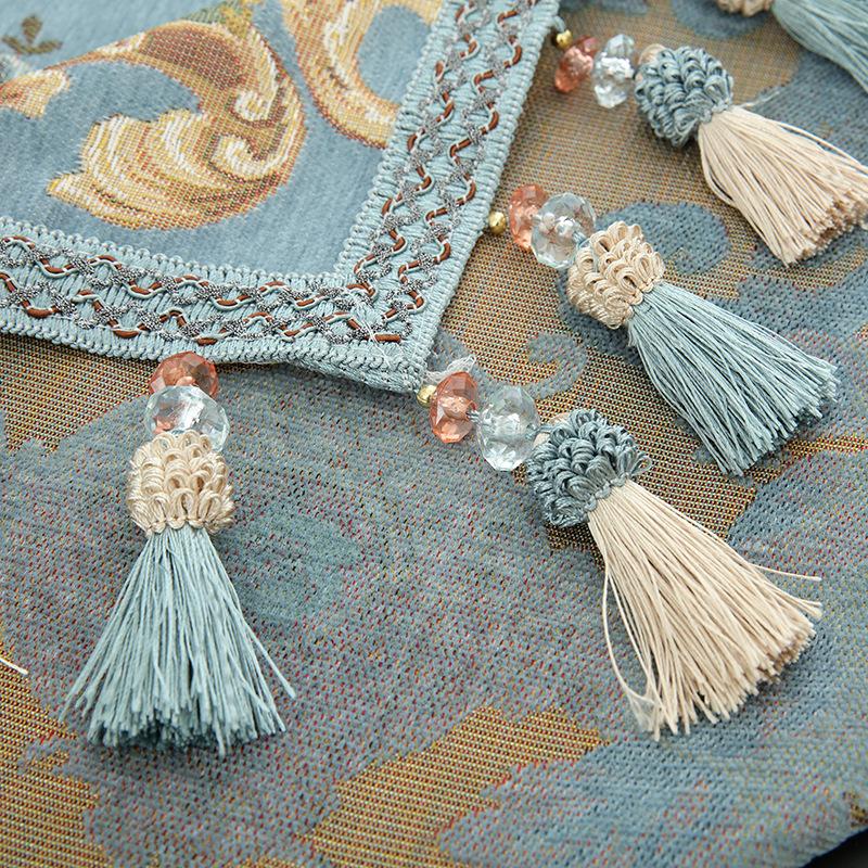 Luxuriöse Jacquard-Tischdecke mit Quastenanhänger, Chenille-Stoff, rechteckige Tischdecke, europäische Kaffeetischdecke für Wohnzimmer